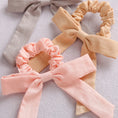 Load image into Gallery viewer, Solid Color Bow Linen Girls Elastic Hair Bands Long Ribbon Ponytail
