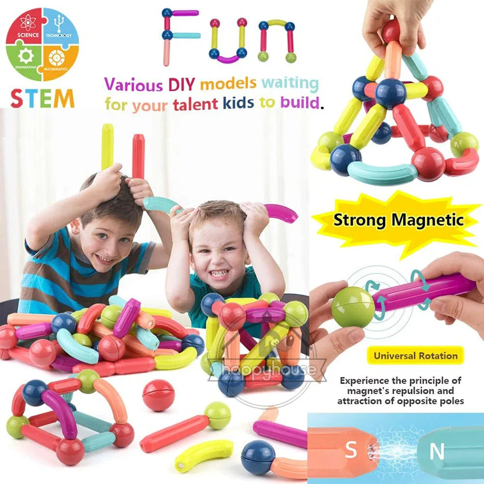 Magnetic Constructor Blocks Set Toys for Kids Magnet Stick Rod