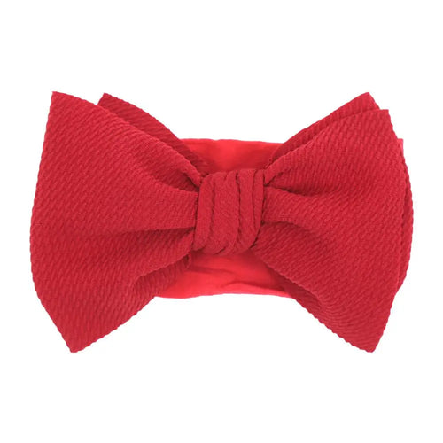 Solid Big Bow Topknot Headband for Baby Girls Elastic Nylon Hair Bands