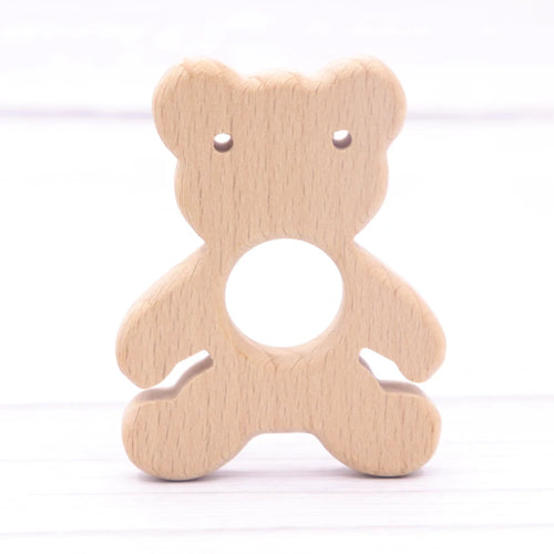 1pcs Baby Animal Natural Beech Teething Wooden Teether Rodent Flowers