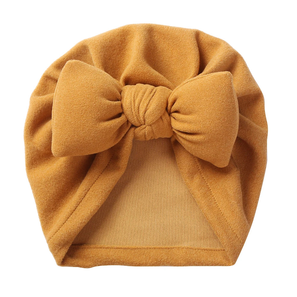 Boutique Faux Cashmere Baby Hat Warm Autumn Winter Beanies Solid Bow