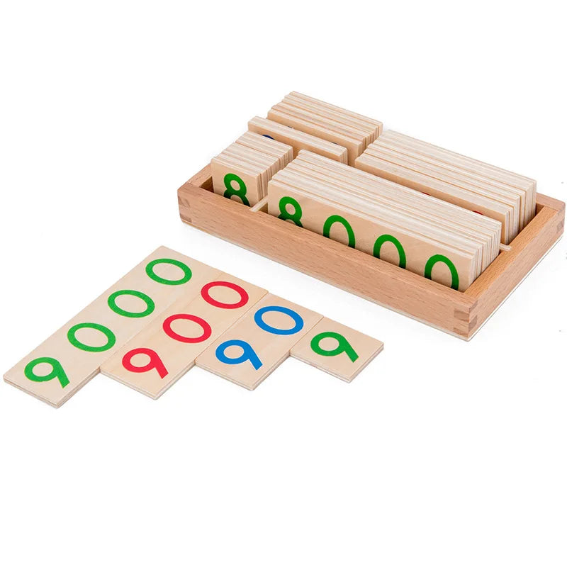 Wooden Numbers Card 1-9000 Montessori Learning Card Math Teaching Aids