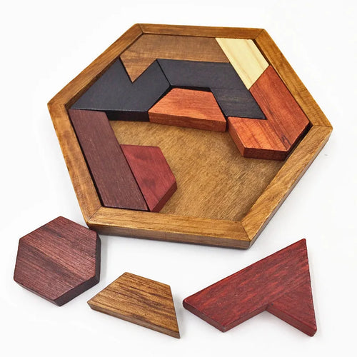 3D Hexagonal Wooden Puzzles Educational Toys For Children Kids