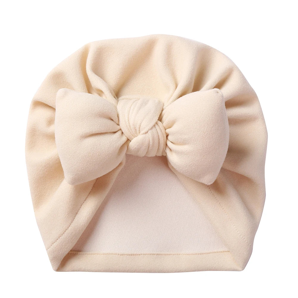 Boutique Faux Cashmere Baby Hat Warm Autumn Winter Beanies Solid Bow