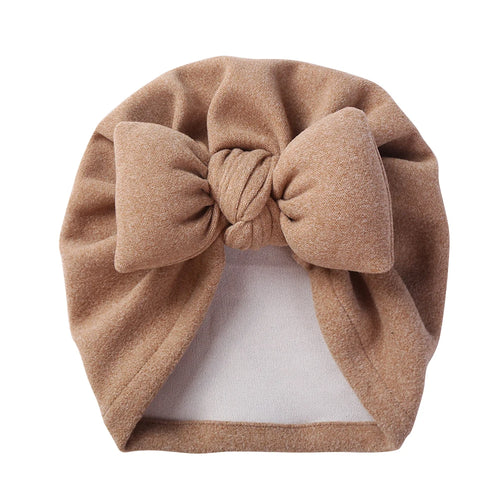 Boutique Faux Cashmere Baby Hat Warm Autumn Winter Beanies Solid Bow