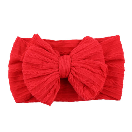 Solid Cable Bow Baby Headband for Child Nylon Layers Headwear Kids