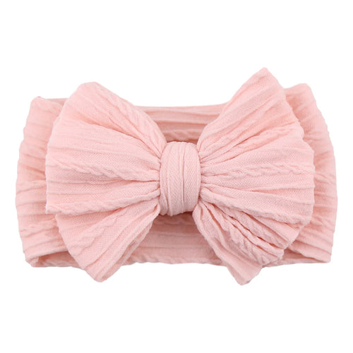 Solid Cable Bow Baby Headband for Child Nylon Layers Headwear Kids