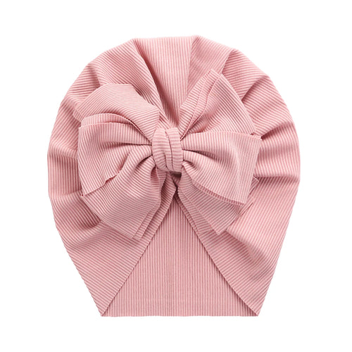 Solid Ribbed Bunny Knot Turban Hats for Baby Boys Girls Beanies