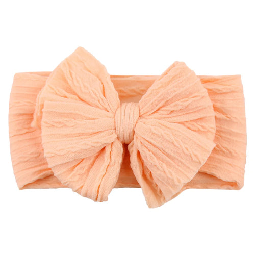 Solid Cable Bow Baby Headband for Child Nylon Layers Headwear Kids