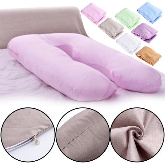 1PC Cotton Pregnant Maternity U-type Pillow Case Sleeping Support