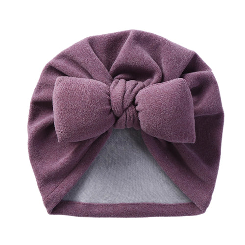 Boutique Faux Cashmere Baby Hat Warm Autumn Winter Beanies Solid Bow