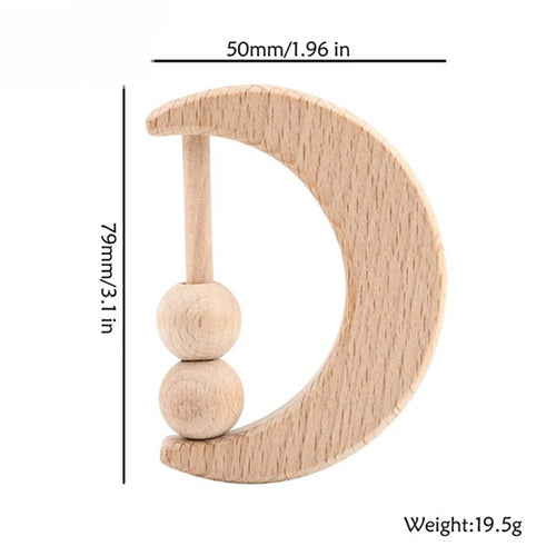 1pc Baby Toy Beech Bear Hand Teething Baby Rattles Wood Ring Cartoon