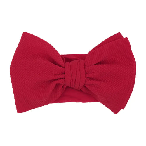 Solid Big Bow Topknot Headband for Baby Girls Elastic Nylon Hair Bands