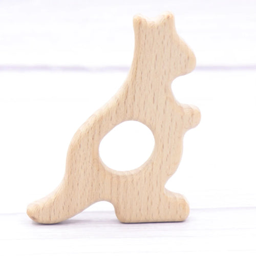 1pcs Baby Animal Natural Beech Teething Wooden Teether Rodent Flowers