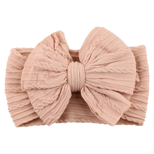 Solid Cable Bow Baby Headband for Child Nylon Layers Headwear Kids