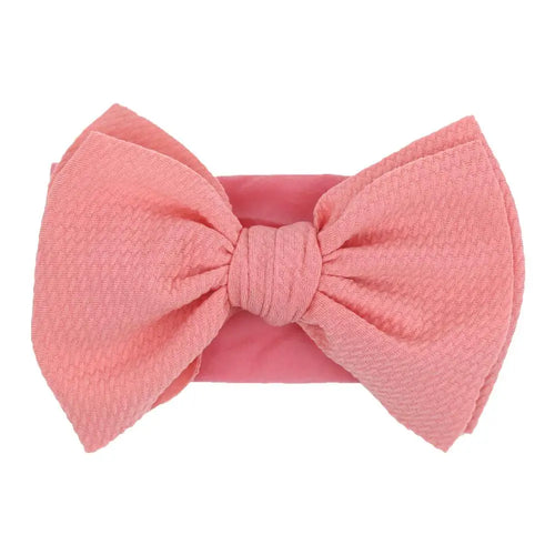 Solid Big Bow Topknot Headband for Baby Girls Elastic Nylon Hair Bands