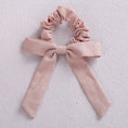 Load image into Gallery viewer, Solid Color Bow Linen Girls Elastic Hair Bands Long Ribbon Ponytail
