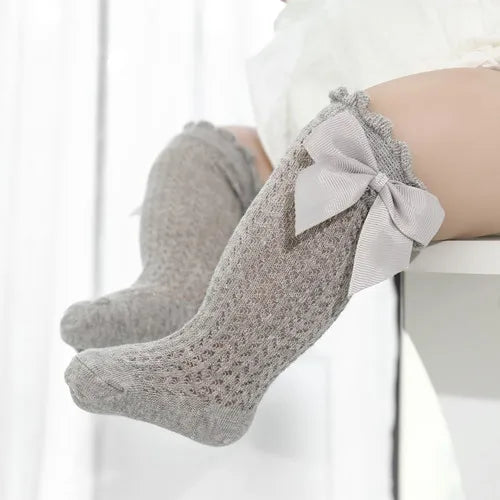 lawadka 0-24M Baby Girl Socks Toddler Big Bow Cotton Summer Mesh