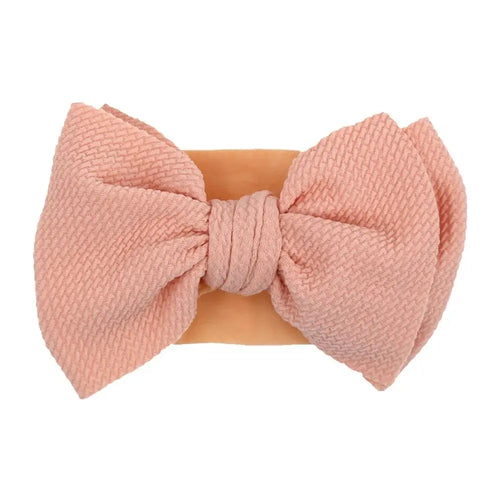 Solid Big Bow Topknot Headband for Baby Girls Elastic Nylon Hair Bands