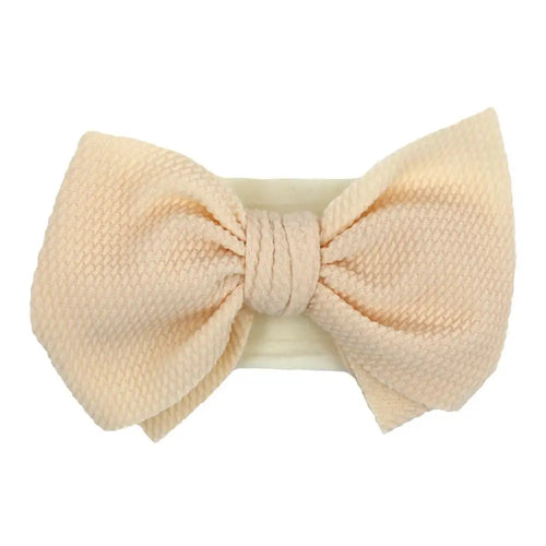 Solid Big Bow Topknot Headband for Baby Girls Elastic Nylon Hair Bands