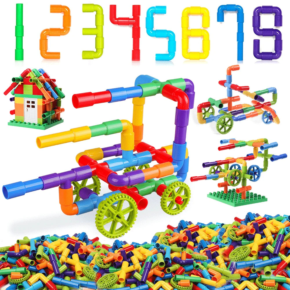 DIY Water Building Blocks Toys Montessori Water Pipe Building Blocks