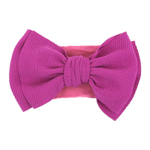 Solid Big Bow Topknot Headband for Baby Girls Elastic Nylon Hair Bands