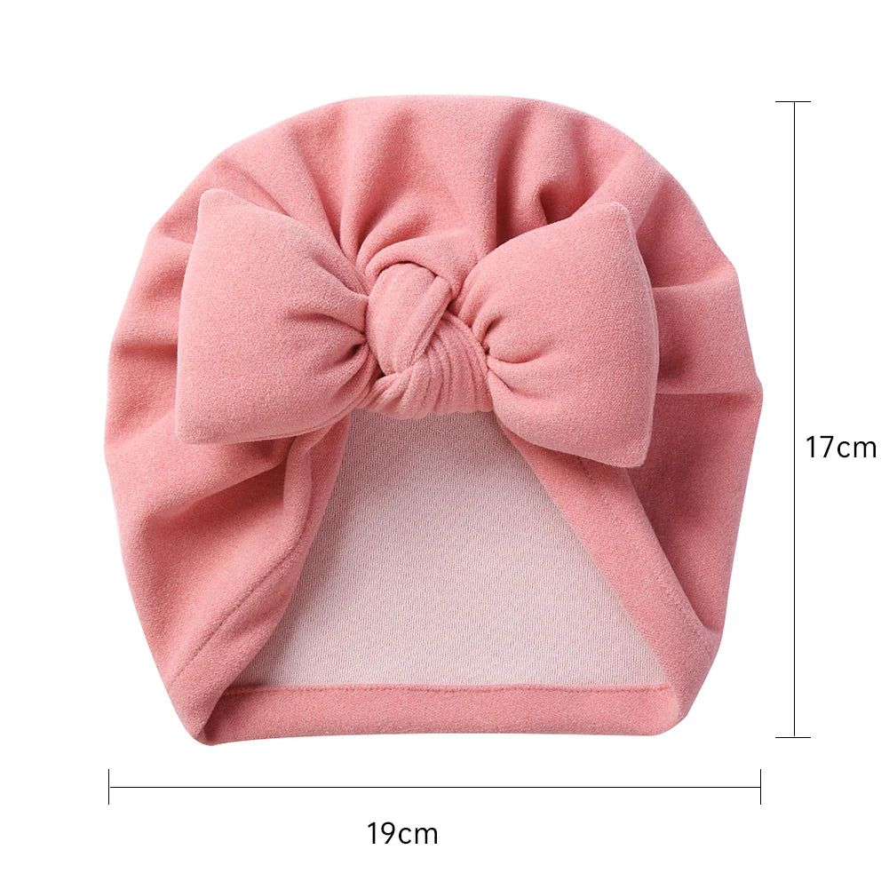 Boutique Faux Cashmere Baby Hat Warm Autumn Winter Beanies Solid Bow