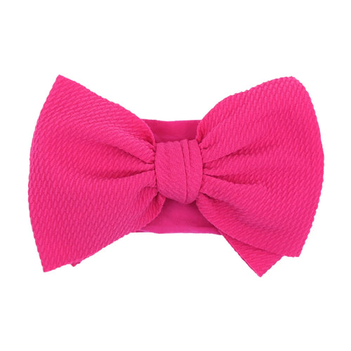 Solid Big Bow Topknot Headband for Baby Girls Elastic Nylon Hair Bands