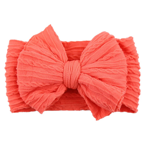 Solid Cable Bow Baby Headband for Child Nylon Layers Headwear Kids