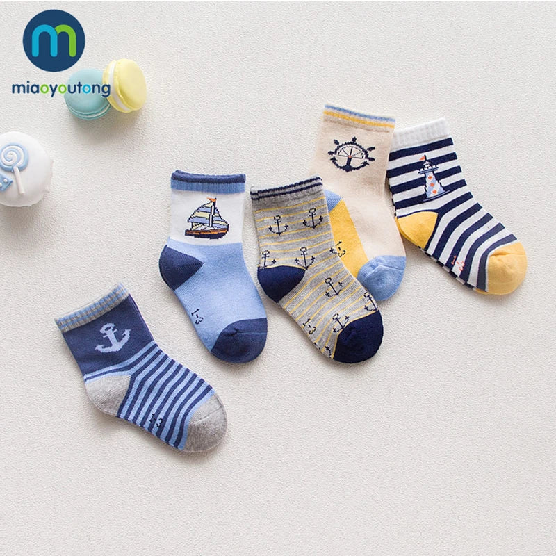 5 Pair/Lot Lovely Baby Socks Girl Dinosaur Ship Plane Skarpetki Boy