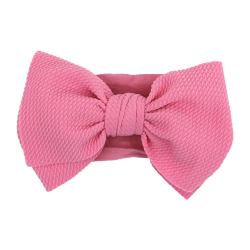 Solid Big Bow Topknot Headband for Baby Girls Elastic Nylon Hair Bands