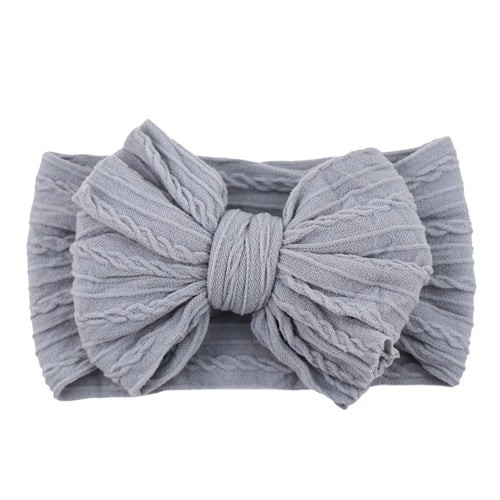 Solid Cable Bow Baby Headband for Child Nylon Layers Headwear Kids