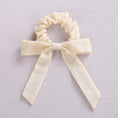 Load image into Gallery viewer, Solid Color Bow Linen Girls Elastic Hair Bands Long Ribbon Ponytail
