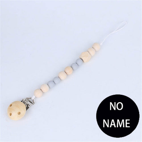 Handmade Free Personalized Name Silicone Wood Pacifier Clips Safe