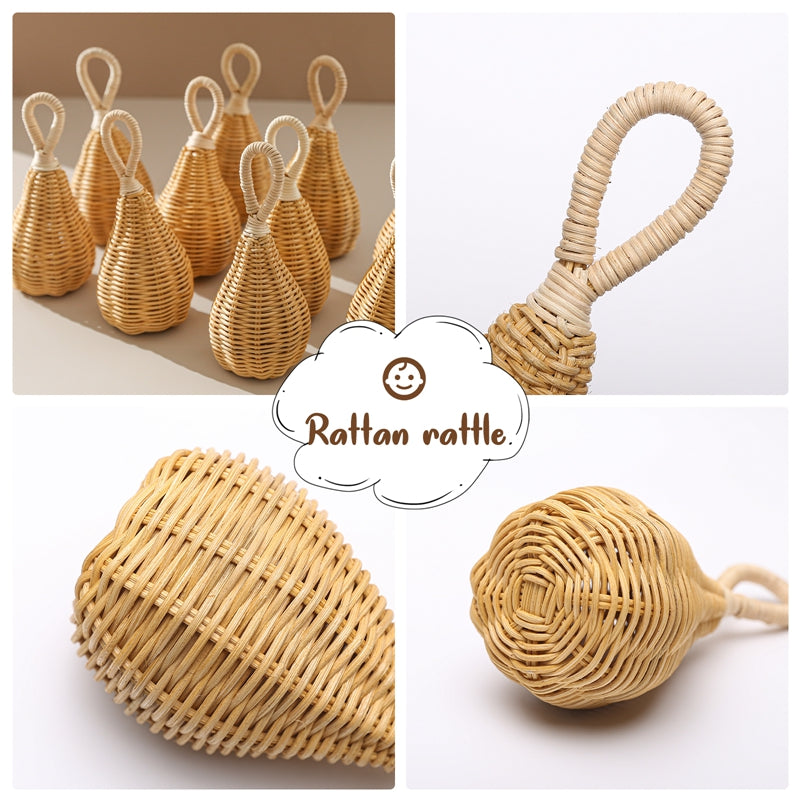 Handmade Rattan Rattles Educational Toys For Kids Crib Mobile Hand