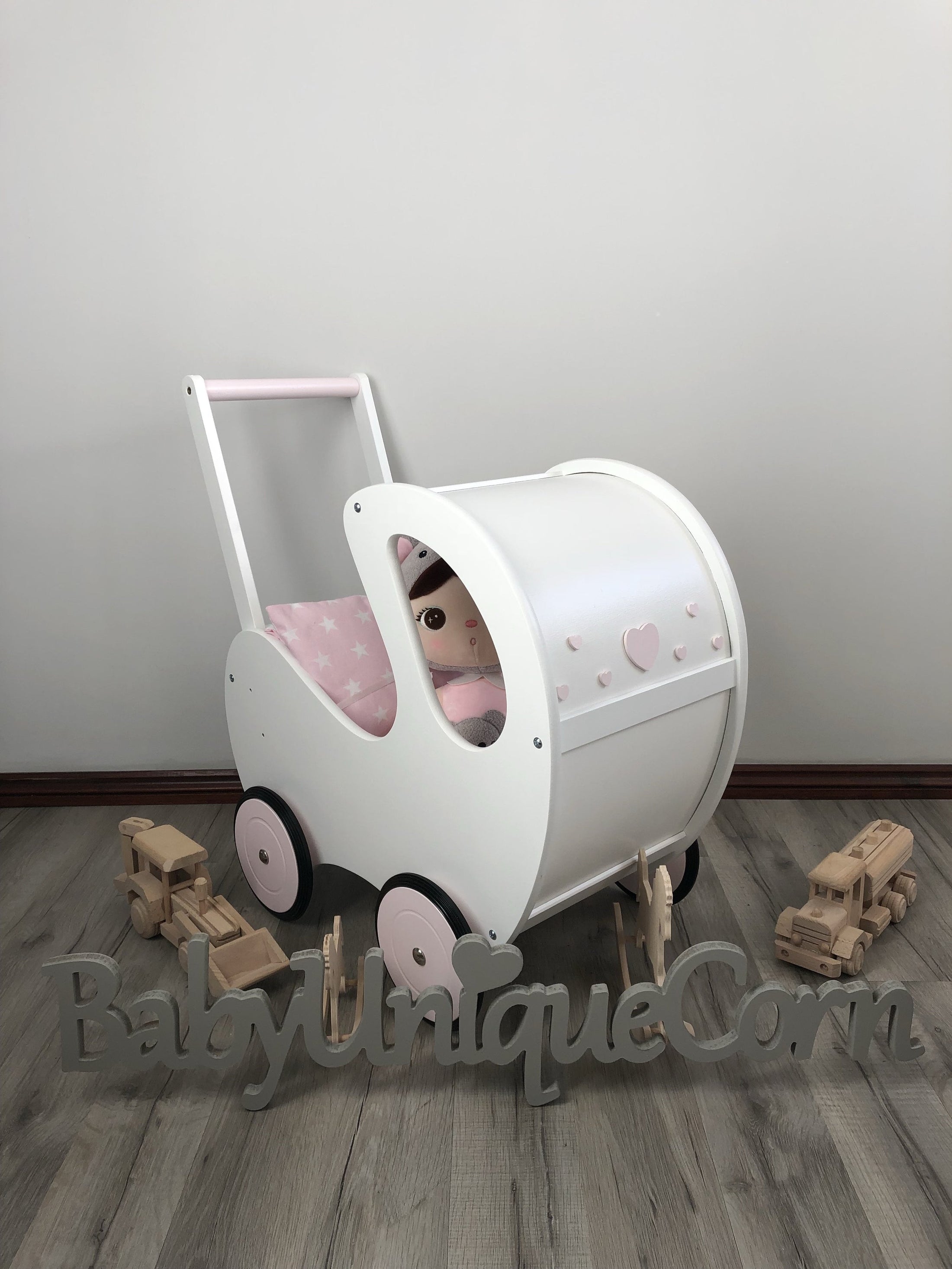 Handmade Wooden Doll Pram Maya