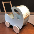 Load image into Gallery viewer, Handmade Wooden Doll Pram Mint & Natural Wood Nat Decor
