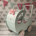 Load image into Gallery viewer, Handmade Wooden Doll Pram Mint
