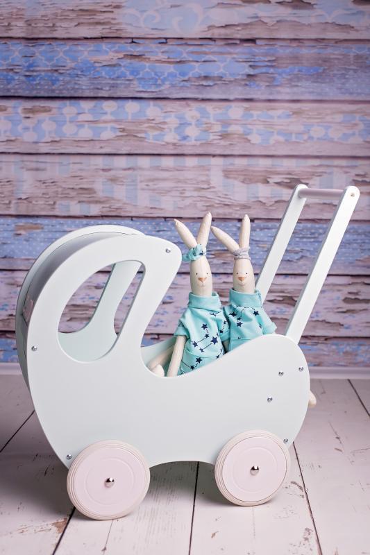 Handmade Wooden Doll Pram Mint