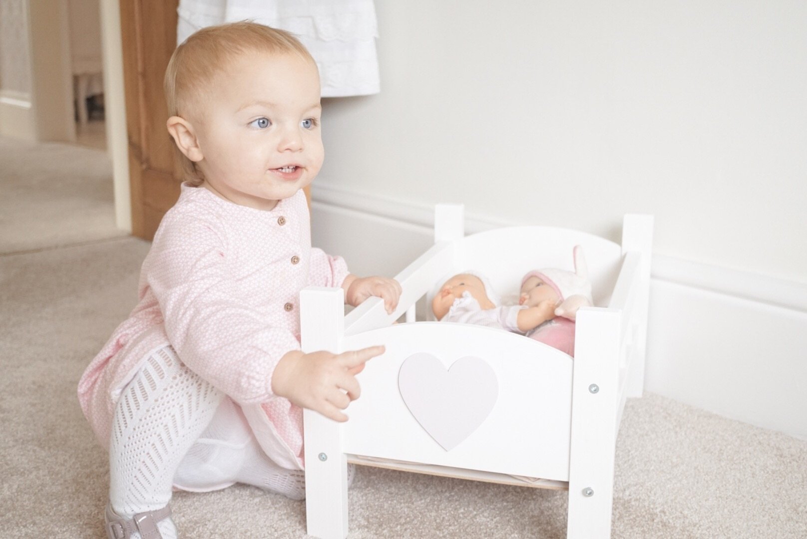 Handmade Wooden Dolls Cot Bed