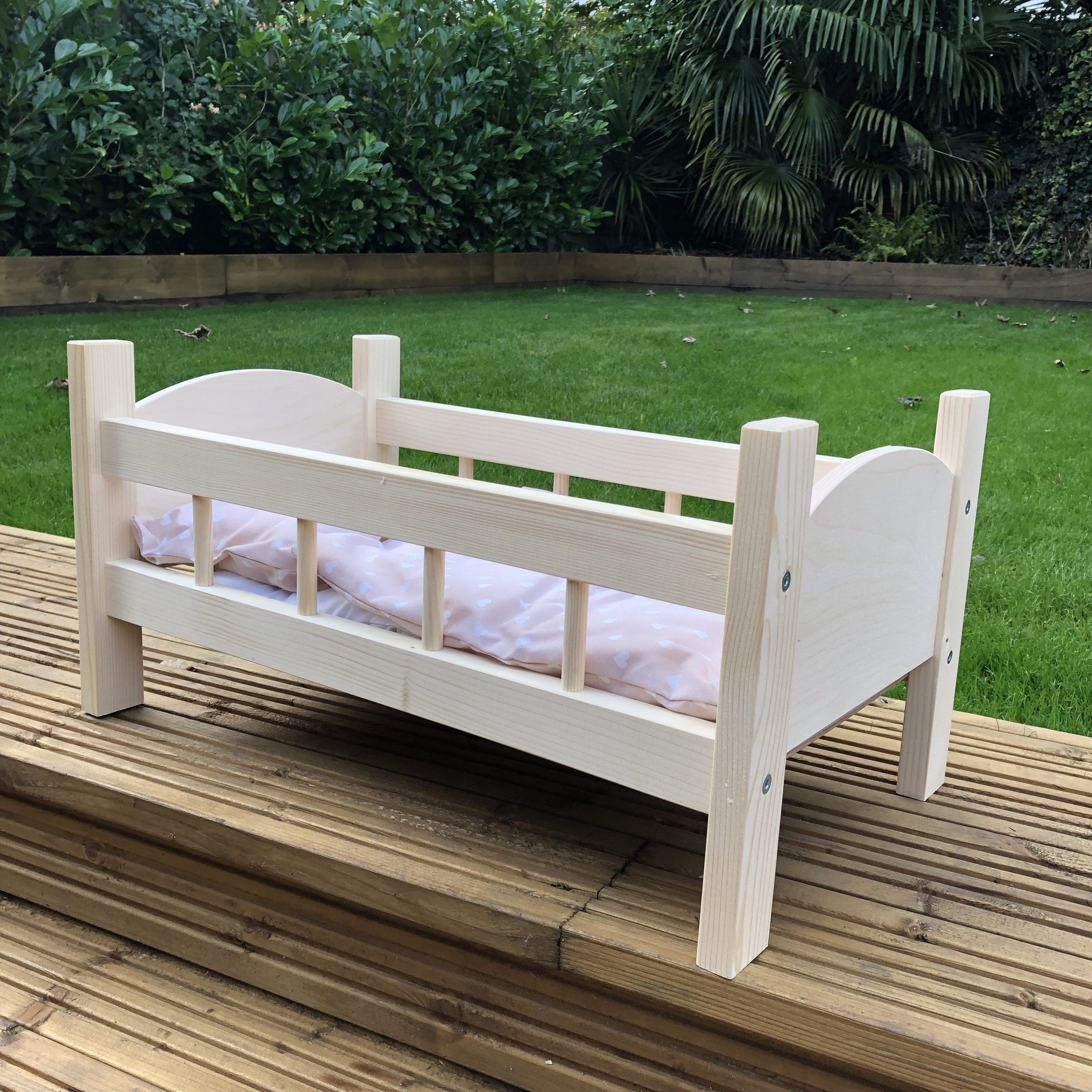 Handmade Wooden Dolls Cot Bed