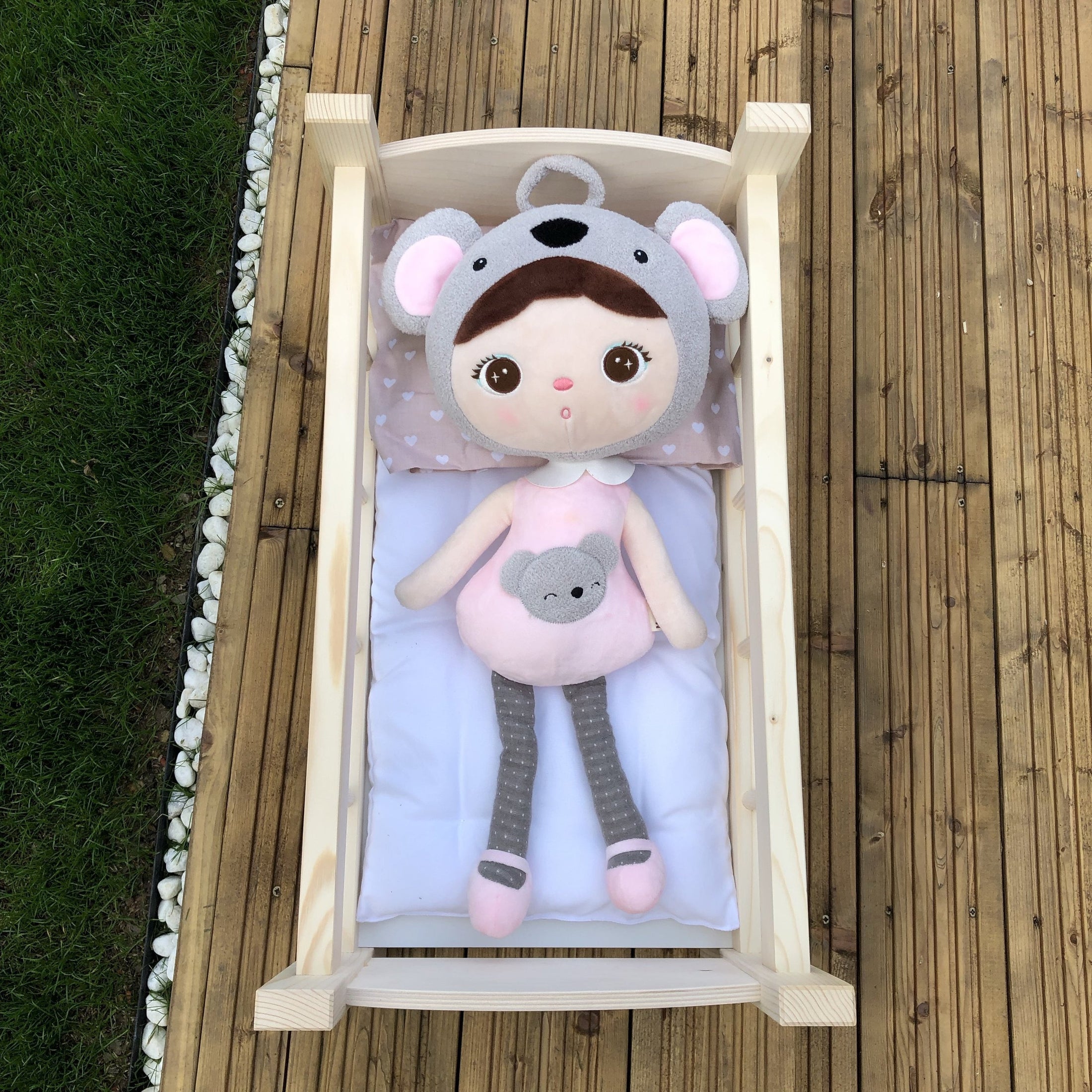 Handmade Wooden Dolls Cot Bed