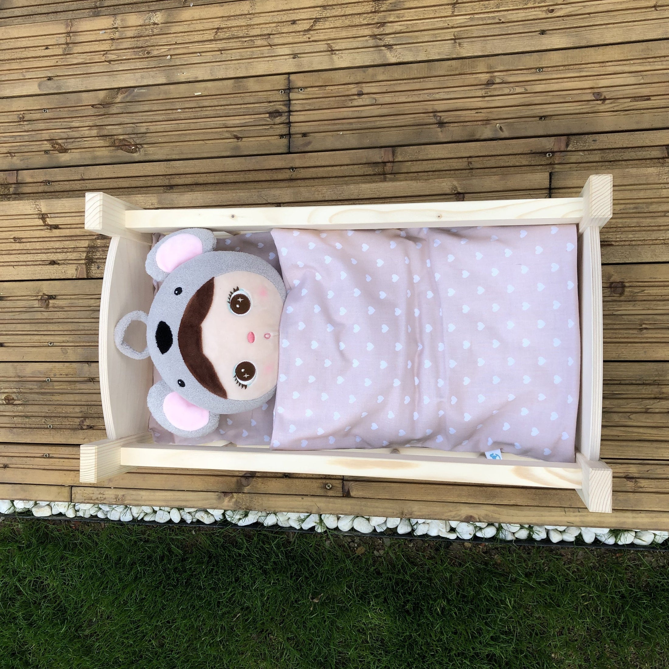 Handmade Wooden Dolls Cot Bed