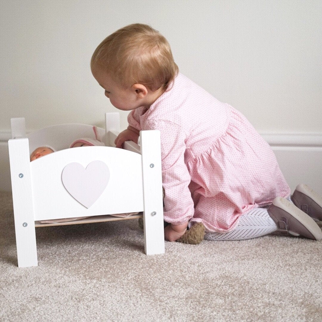 Handmade Wooden Dolls Cot Bed