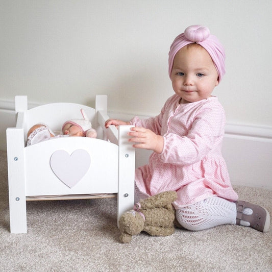 Handmade Wooden Dolls Cot Bed