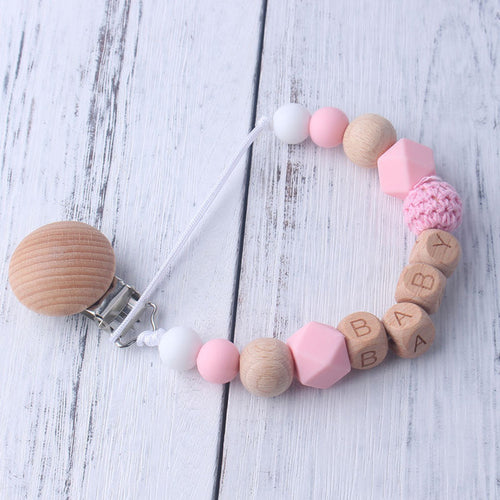 Handmade Free Personalized Name Silicone Baby Pacifier Clip Silicone