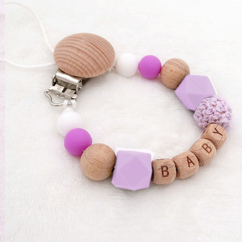 Handmade Free Personalized Name Silicone Baby Pacifier Clip Silicone