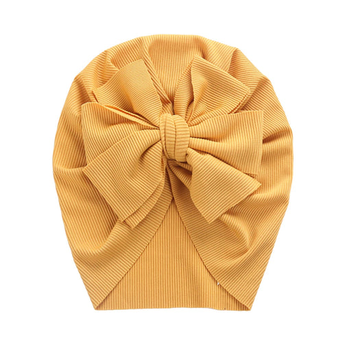 Solid Ribbed Bunny Knot Turban Hats for Baby Boys Girls Beanies