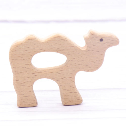 1pcs Baby Animal Natural Beech Teething Wooden Teether Rodent Flowers