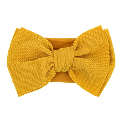 Solid Big Bow Topknot Headband for Baby Girls Elastic Nylon Hair Bands